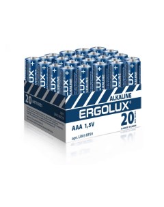Батарейка LR03 BP20 Alkaline LR03 AAA 1 5 В 1150 мА ч 20 шт в упаковке 14674 Ergolux