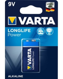 Батарейка LONGLIFE POWER HIGH ENERGY Крона 6LR61 04922121411 BL1 Alkaline 9V Varta