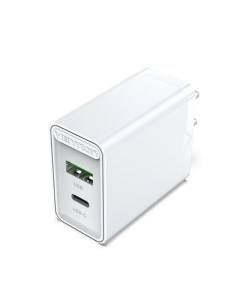Зарядное устройство сетевое FBBW0 EU Сетевое зарядное устройство на 2 порта USB A C QC 4 0 Белый Vention