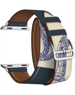 Ремешок на руку MERIDIANA LWA 01 44 BLP кожаный в два оборота для Apple Watch 42 44 45 mm blue beige Lyambda