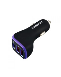 Зарядное устройство автомобильное С 08 CNE CCA08PU 2 USB 2 4A Type C PD 18W Smart IC black purple Canyon