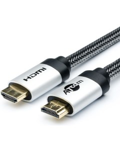 Кабель HDMI AT3783 5м HIGH speed Metal gold в чулке в пакете Atcom