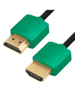 Кабель интерфейсный HDMI HDMI HM502 51582 2 0m HDMI 2 0 зеленые коннекторы Slim OD3 8m Gcr