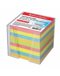 Блок 122225 для записей в подставке прозрачной куб 9х9х9 см цветной Brauberg