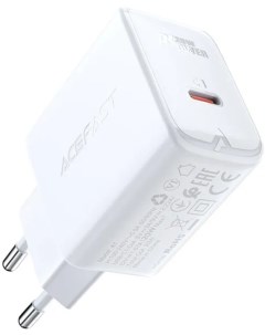 Зарядное устройство сетевое A1 20W USB Type C белое Acefast