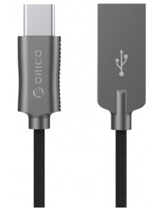 Кабель HCU 10 BK черный USB2 0 Charge3A Type A m Type C m 1 0 м круглый оплетка нейлон Orico
