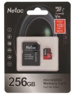 Карта памяти MicroSDXC 256GB NT02P500PRO 256G R P500 Extreme Pro SD Adapter Netac