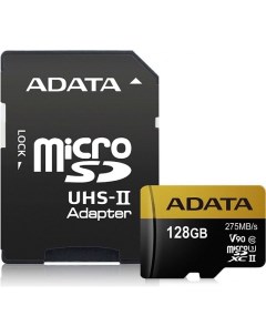 Карта памяти 128GB AUSDX128GUII3CL10 CA1 MicroSDCX Premier ONE Class 10 UHS II U3 V90 275MB s Adata