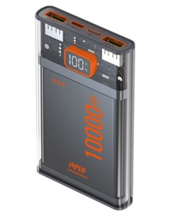 Аккумулятор внешний портативный CORE X TRANSPARENT 10000mAh QC PD 3A черный Hiper