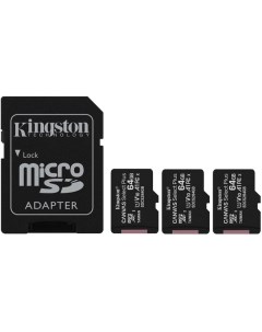 Карта памяти 64GB Canvas Select Plus SDCS2 64GB 3P1A 3 x 64 GB UHS I Class 10 U1 A1 чтение до 100Мб  Kingston