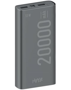 Аккумулятор внешний универсальный METAL 20K SPACE GRAY 20000mAh Intput micro USB USB C Output 2 USB  Hiper