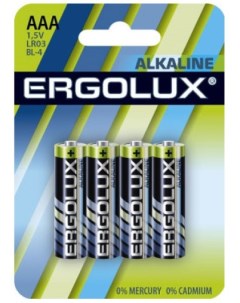 Батарейка LR03 BL 4 Alkaline LR03 AAA 1 5 В 1150 мА ч 4 шт в упаковке 11744 Ergolux