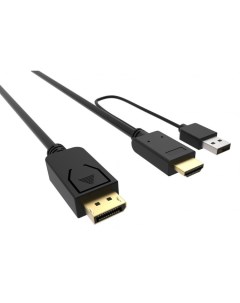 Кабель интерфейсный DisplayPort HDMI HDMI DP 2M 2м позолоченные контакты черный 1850693 Buro
