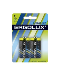 Батарейка LR14 BL 2 Alkaline LR14 1 5 В 8000 мА ч 2 шт в упаковке 11751 Ergolux
