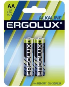 Батарейка LR6 BL 2 Alkaline LR6 AA 1 5 В 2700 мА ч 2 шт в упаковке 11747 Ergolux