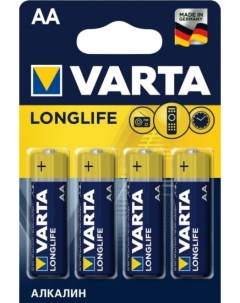Батарейка LONGLIFE LR6 AA 04106101414 BL4 Alkaline 1 5V Varta