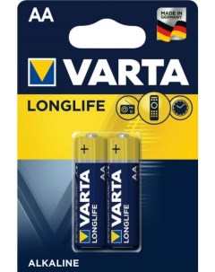 Батарейка LONGLIFE LR6 AA 04106101412 BL2 Alkaline 1 5V Varta