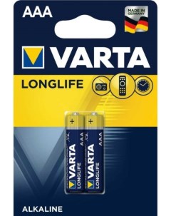 Батарейка LONGLIFE LR03 AAA 04103101412 BL2 Alkaline 1 5V Varta