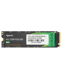 Накопитель SSD M 2 2280 AP512GAS2280Q4U 1 AS2280Q4 512GB PCIe Gen4x4 with NVMe 3D TLC 7000 3000MB s  Apacer