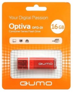 Накопитель USB 2 0 16GB QM16GUD OP1 red Optiva 01 красный Qumo