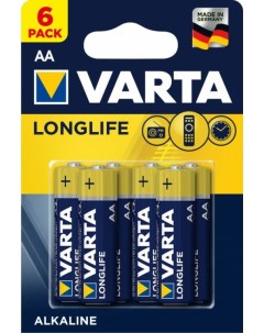 Батарейка LONGLIFE LR6 AA 04106101436 BL6 Alkaline 1 5V Varta