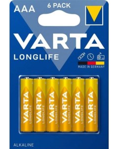 Батарейка LONGLIFE LR03 AAA 04103101416 BL6 Alkaline 1 5V Varta
