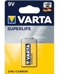 Батарейка SUPERLIFE Крона 6F22 02022101411 BL1 Heavy Duty 9V Varta