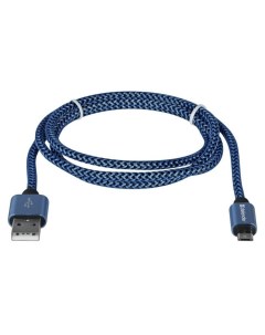 Кабель интерфейсный USB08 03T USB2 0 micro USB 1м оплётка синий Defender