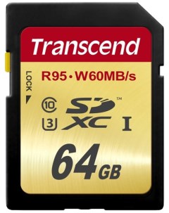 Карта памяти 64GB TS64GSDU3 SDXC Class 10 UHS I U3 Transcend