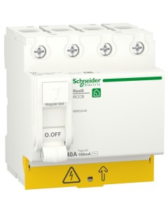 Выключатель дифференциального тока ВДТ УЗО RESI9 40А 4P 100мА тип AC Schneider electric