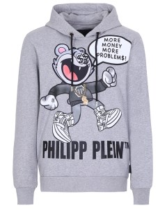 Худи хлопковое с принтом Philipp plein