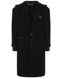 Пальто шерстяное с капюшоном Philipp plein