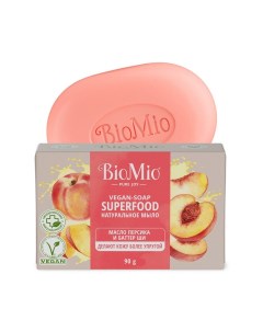 Мыло твердое SUPERFOOD натуральное персик и ши 90 гр Biomio