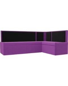 Кухонный угловой диван Кристина микровельвет фиолетово черный правый Мебелико