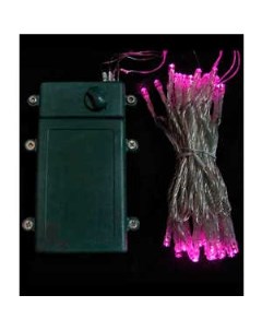 Гирлянда светодиодная нить на батарейках 5м розовая 4 5V прозрачный провод Light