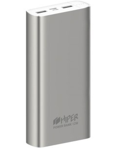 Аккумулятор внешний универсальный METAL 20K SILVER 20000mAh Intput micro USB USB C Output Hiper