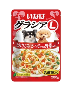 Корм для собак Gracia L куриное филе с говядиной и 5 видами овощей в желе пауч 280г Inaba