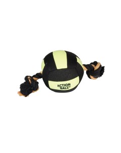 Игрушка из полиэстера с канатом для собак Мяч плавающий диаметр 18 см черно желтый Flamingo