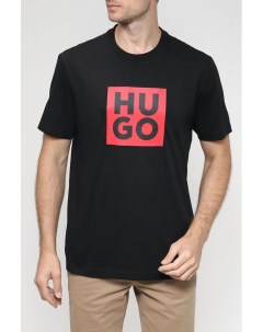 Хлопковая футболка с принтом логотипа Hugo