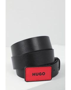 Кожаный ремень со сменными нашивками на пряжку Hugo