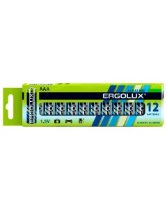 Батарейки Alkaline LR03 BP 12 AAA 12 штук коробка Ergolux