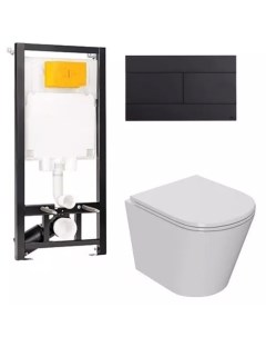 Комплект инсталляции с подвесным унитазом Виктория белый клавиша черная матовая Point