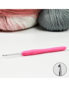 Крючок для вязания с силиконовой ручкой d 3 мм 14 см цвет розовый Арт узор