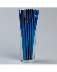 Трубочки для коктейля с гофрой в наборе 25 штук цвет синий Страна карнавалия