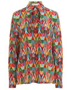 Блуза шелковая с принтом Valentino