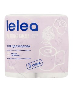 Бумага туалетная Deluxe 3 х слойная с ароматом сирени 4 шт Lelea