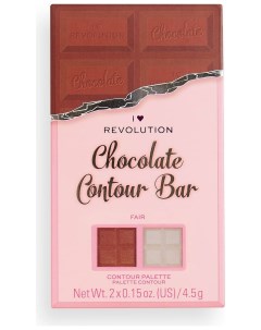 Палетка для контурирования лица бронзер и хайлайтер Chocolate Contour Bar Palette I heart revolution