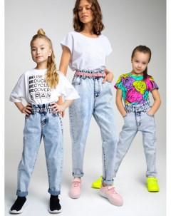 Брюки текстильные джинсовые для девочек Playtoday kids
