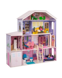 Деревянный кукольный домик Фантазия с гаражом и мебелью 23 предметов Paremo