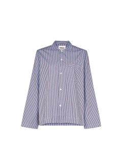 Poplin Pyjamas Shirt Blue Brown Striped S Tekla